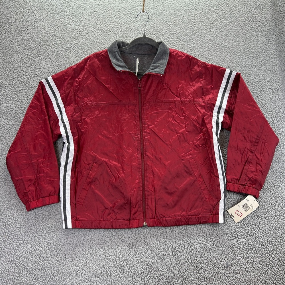 Lavon Jacket‎ Mens Large Red/Charcoal Reversible Bomber Long Sleeve Full Zipper